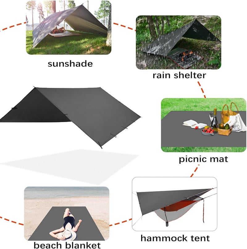 KALINCO Tent Tarp, Picnic Mat Camping Tarp Tent Hammock Tarp, pu Waterproof Camping tarp Tent Rain Fly Picnic Mat Survival Shelter Sunshade - Image 3